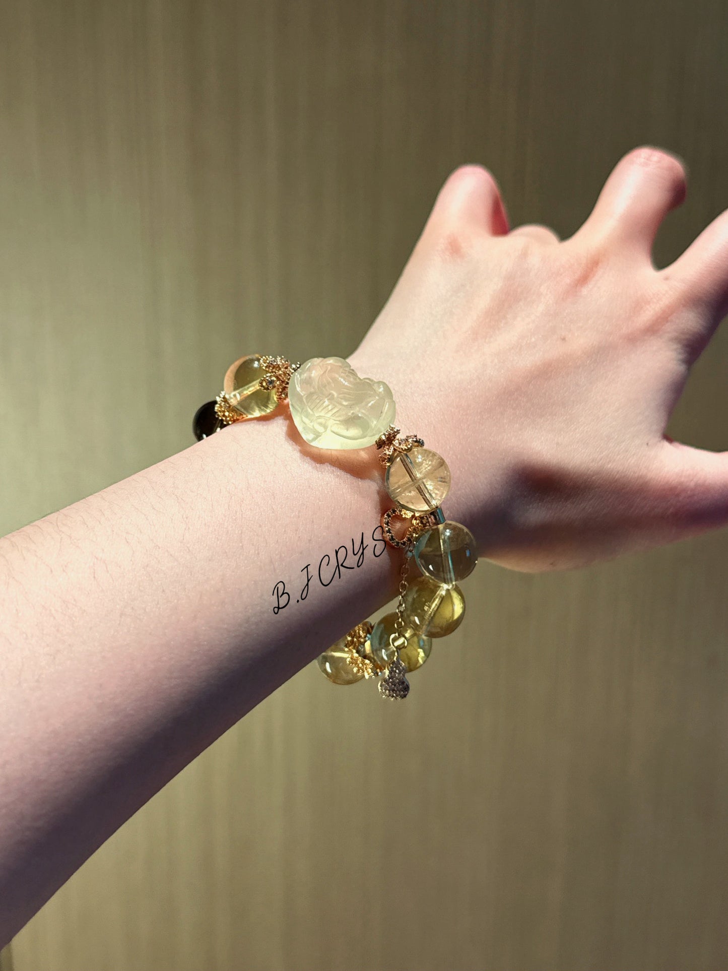 Citrine & Smoky Quartz Heart Fox Bracelet