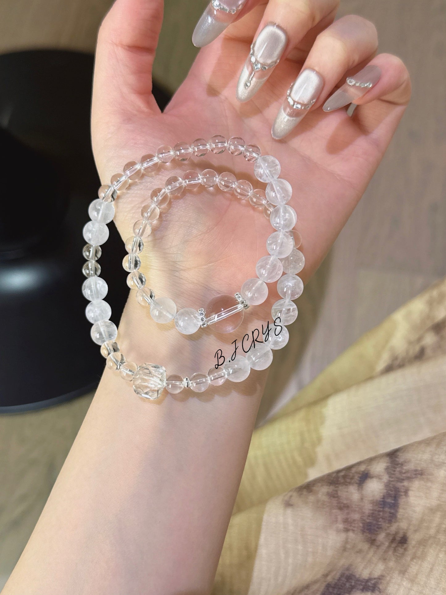 Clear Quartz & White Phantom Bracelet