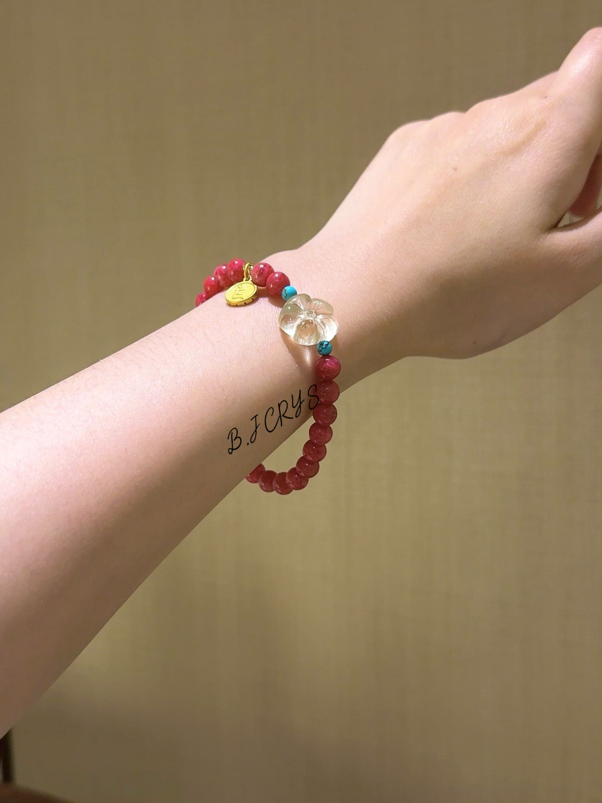 Rhodochrosite, Turquoise & Citrine Flower Bracelet