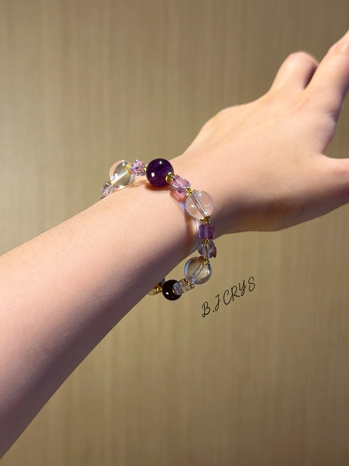 Amethyst & Clear Crystal & Charoite Bracelet