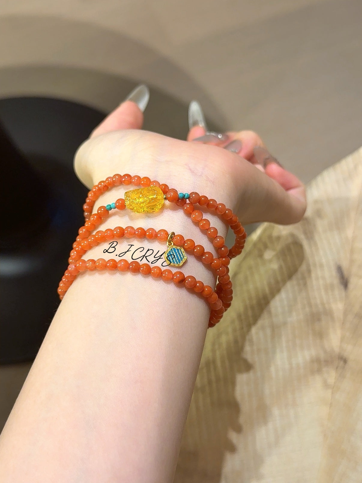 Multi-Layer South Red Agate Bracelet