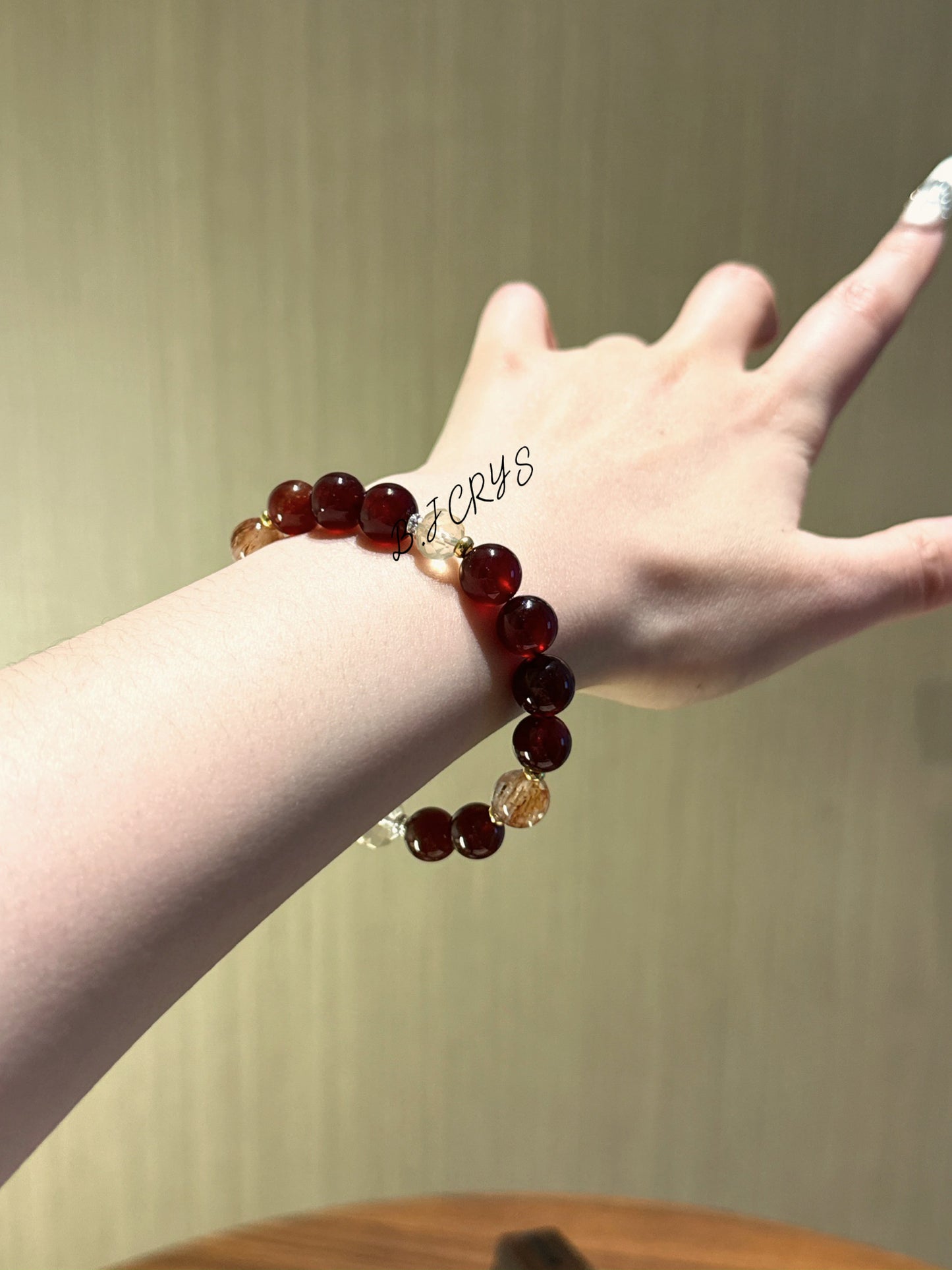 Garnet & Black Gold Super Seven Bracelet
