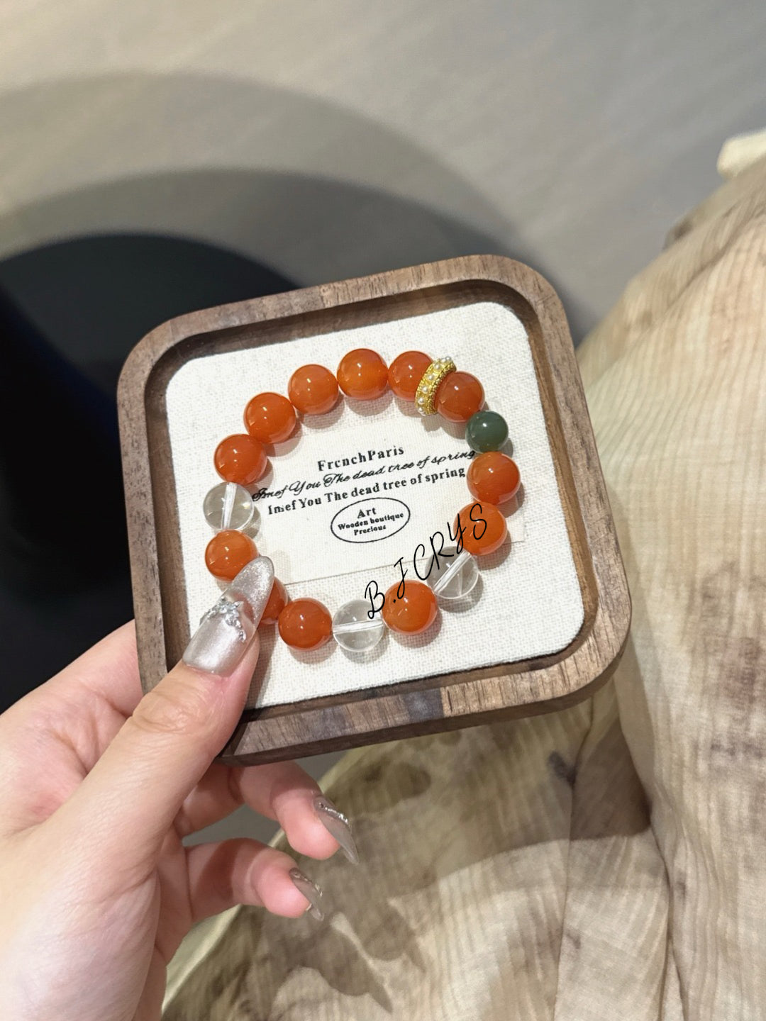 Red Agate Jasper Clear Quartz Bracelet