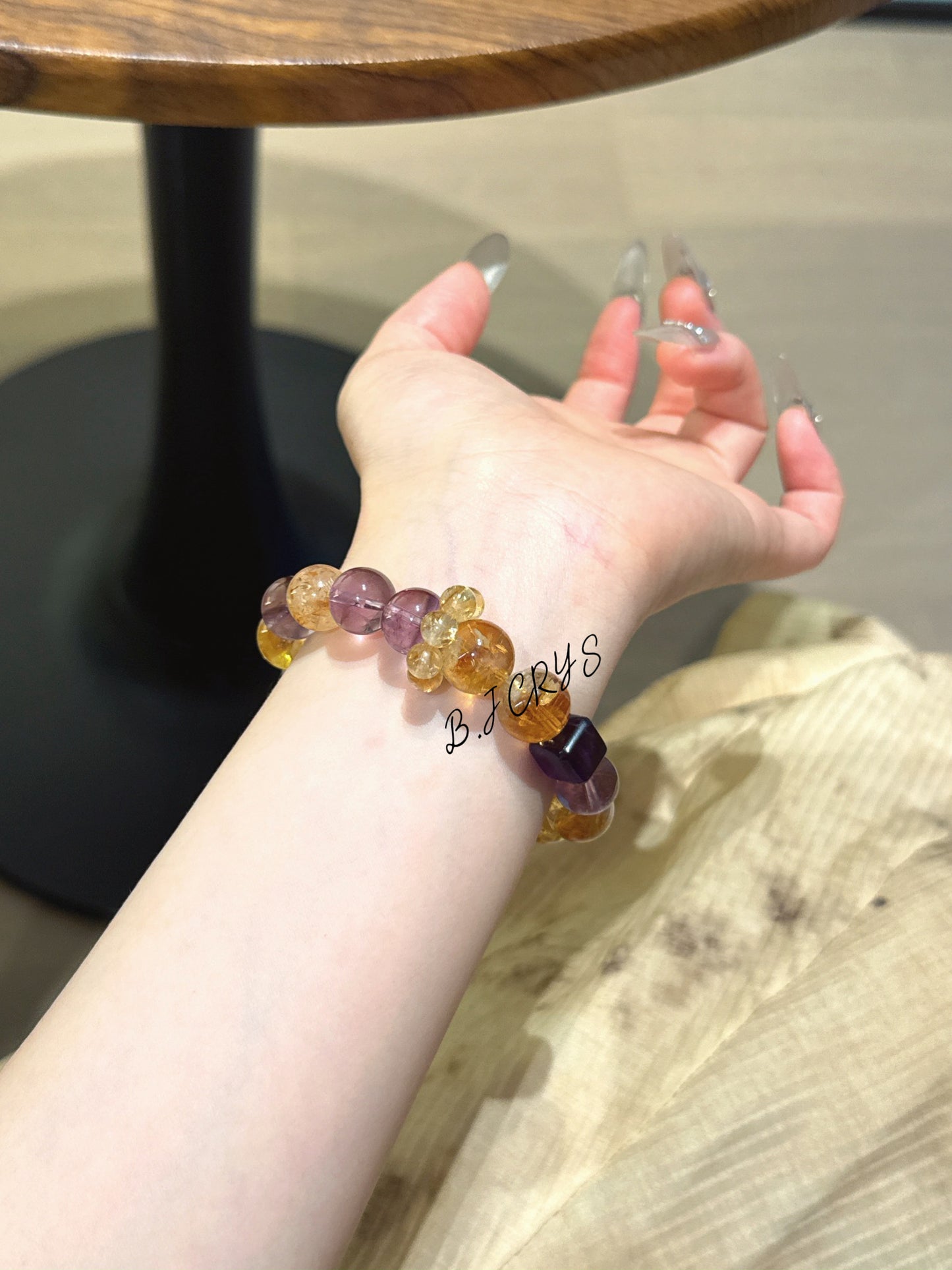 Yellow Phantom Quartz & Amethyst Bracelet