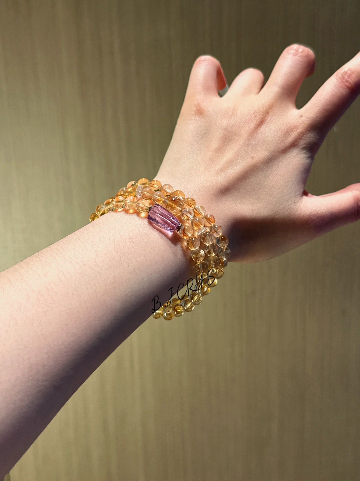 Yellow Phantom Quartz & Faceted Amethyst Bracelet