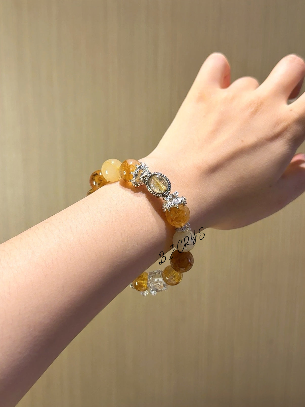 Yellow Flower Quartz, Golden Rutilated Quartz & Yellow Phantom Quartz Bracelet