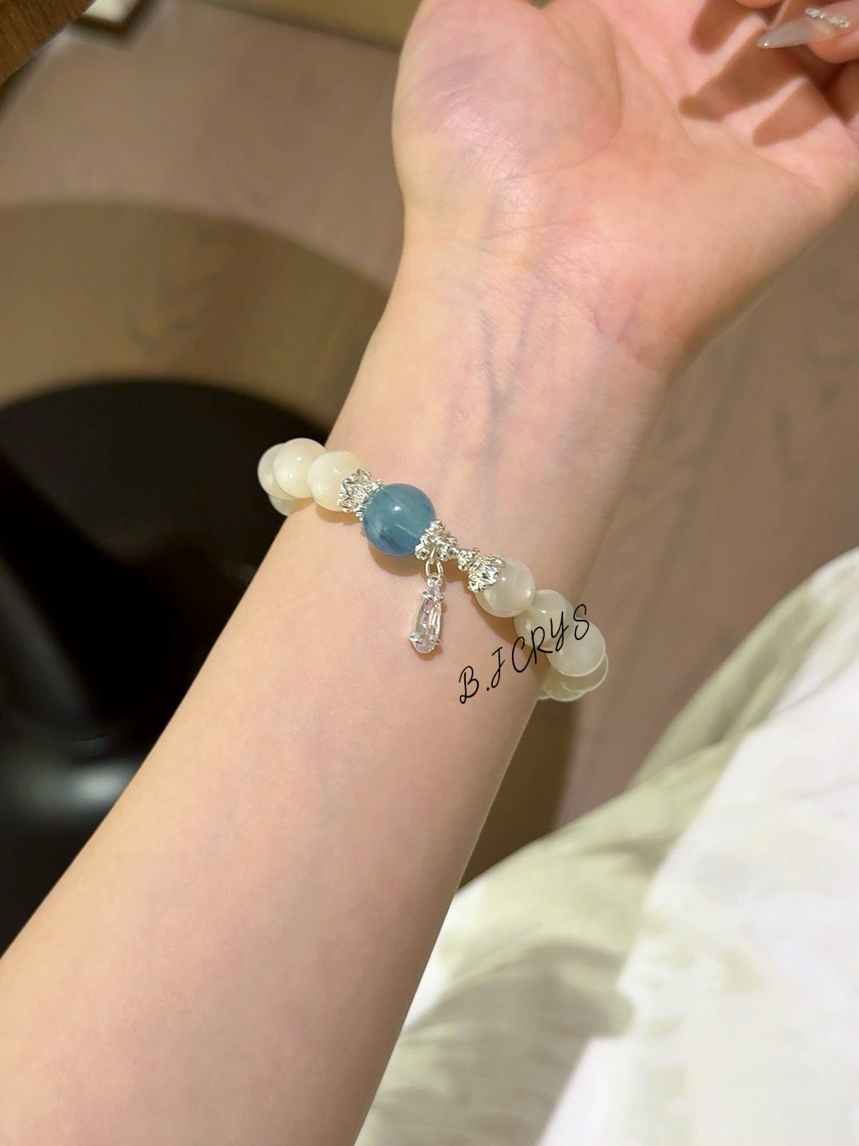 White Moonstone & Aquamarine Bracelet