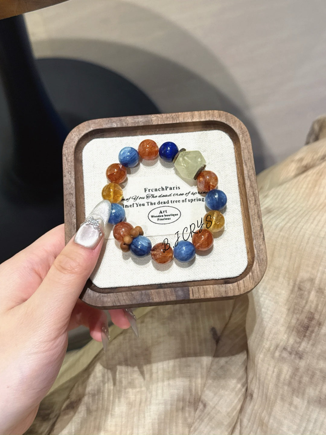 Blue Crystal & Yellow Phantom Quartz Bracelet