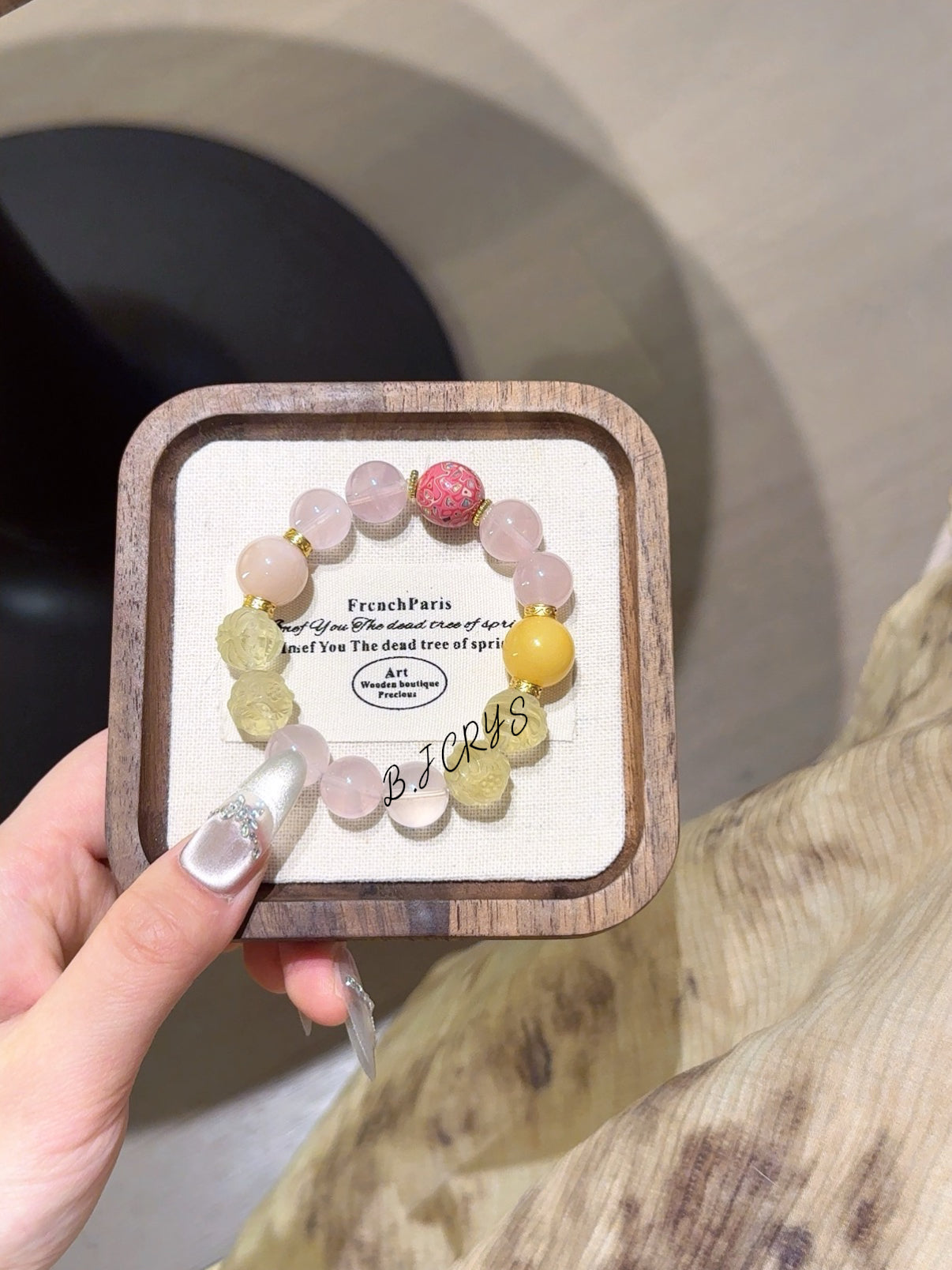 Rose Quartz & Yellow Fluorite Fox Bracelet
