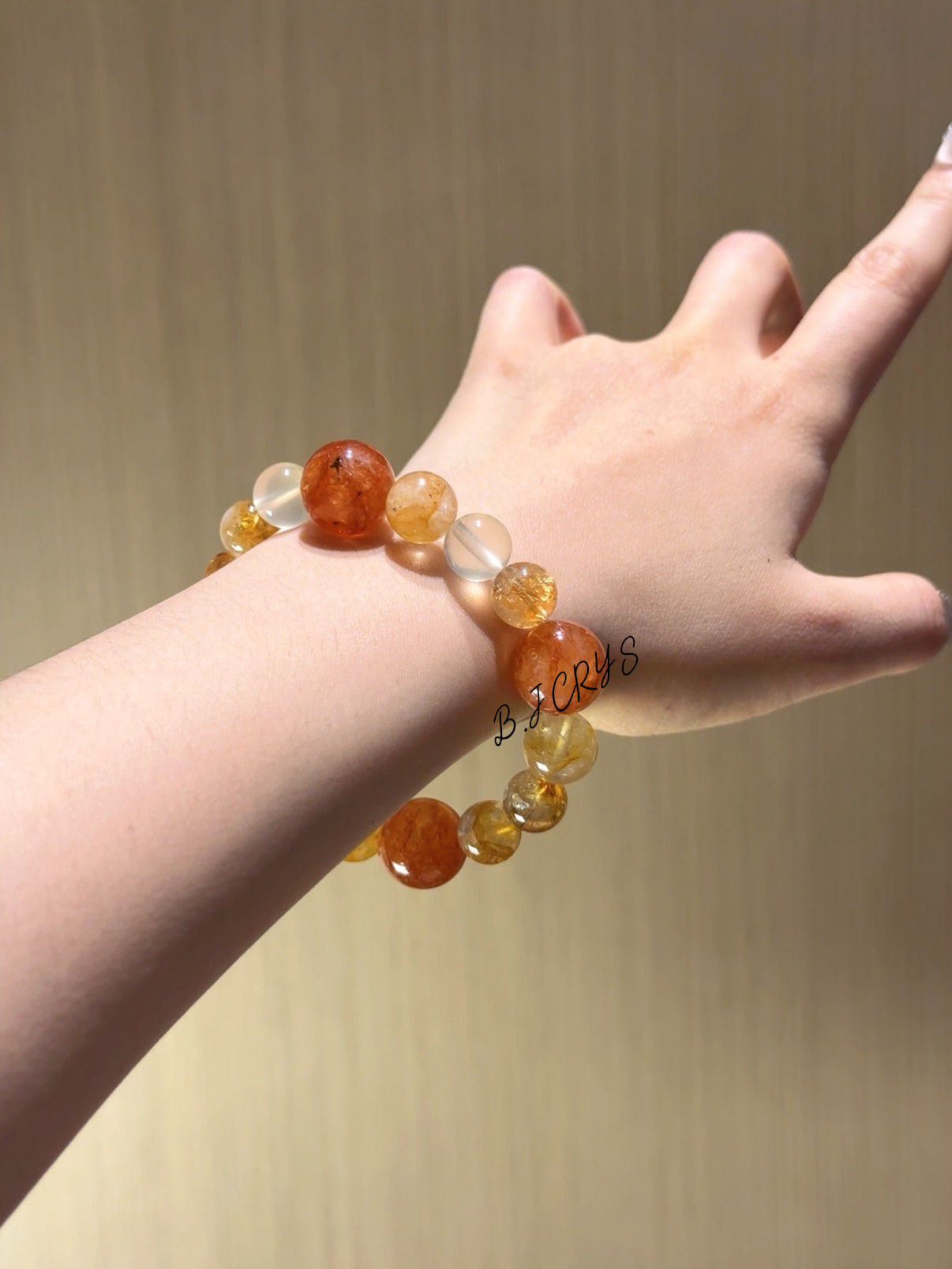 Flower Quartz & Yellow Phantom Quartz Bracelet