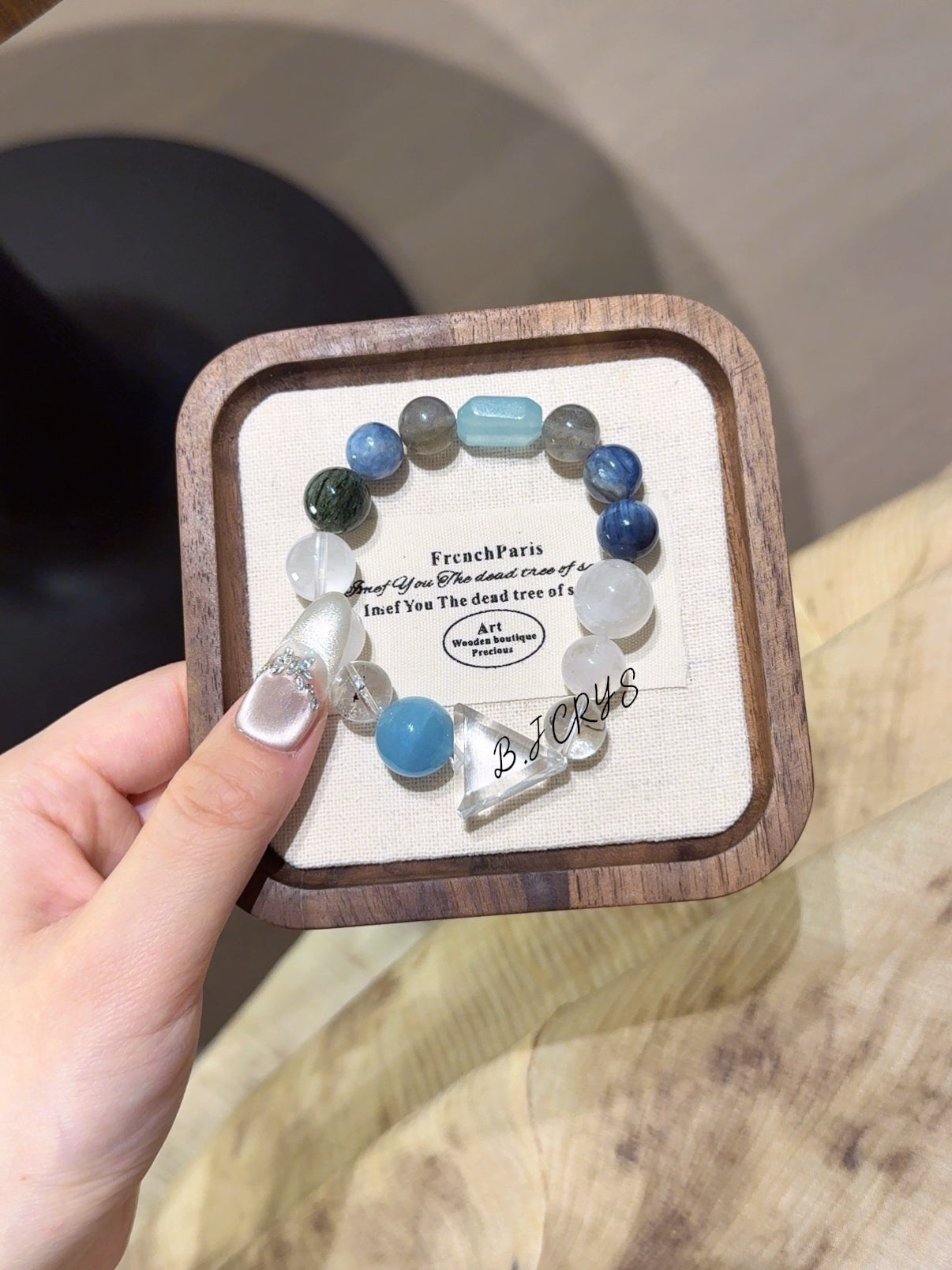 White Phantom Quartz & Aquamarine Bracelet