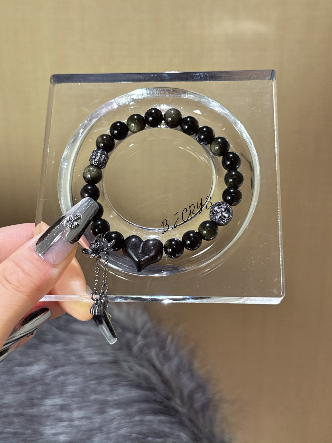 Gold Sheen Obsidian & Silver Sheen Obsidian Bracelet