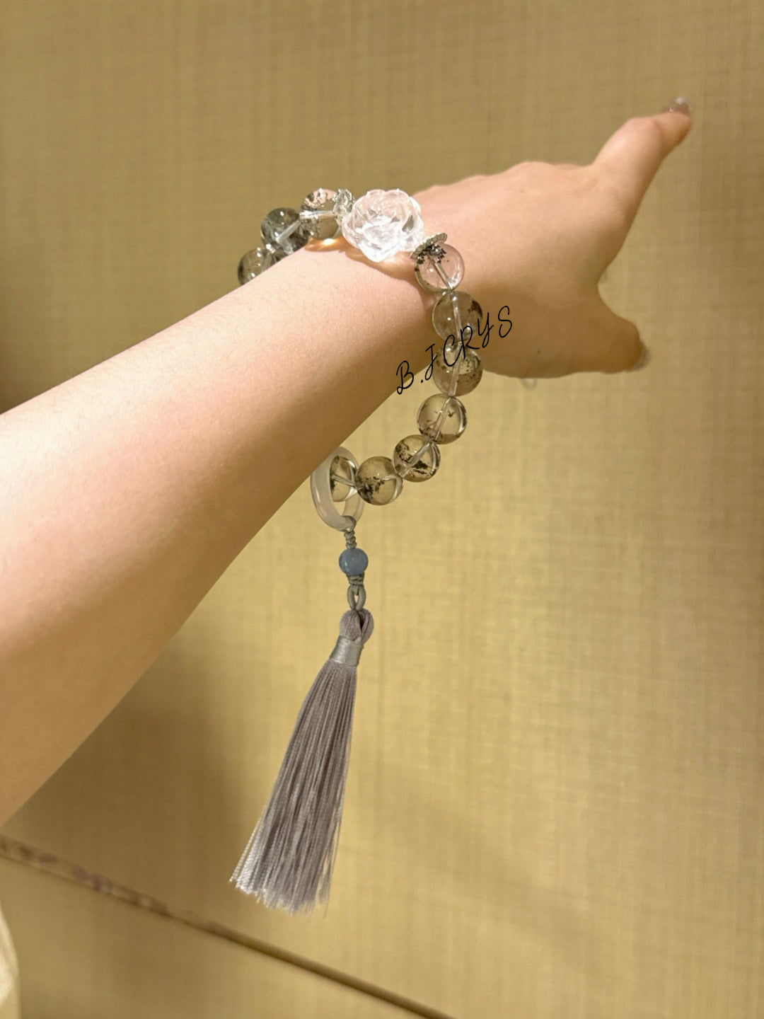 Green Phantom & Clear Quartz Rose Bracelet