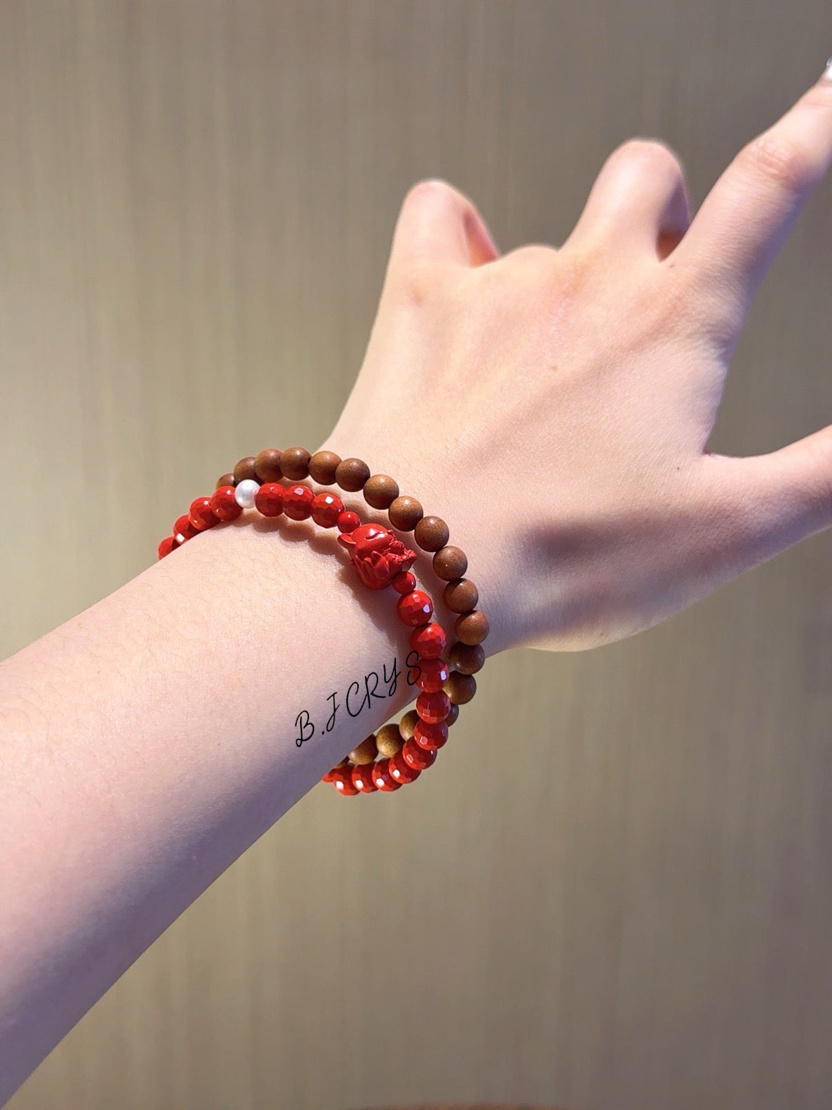 Cinnabar & Old Sandalwood Multi-loop Bracelet