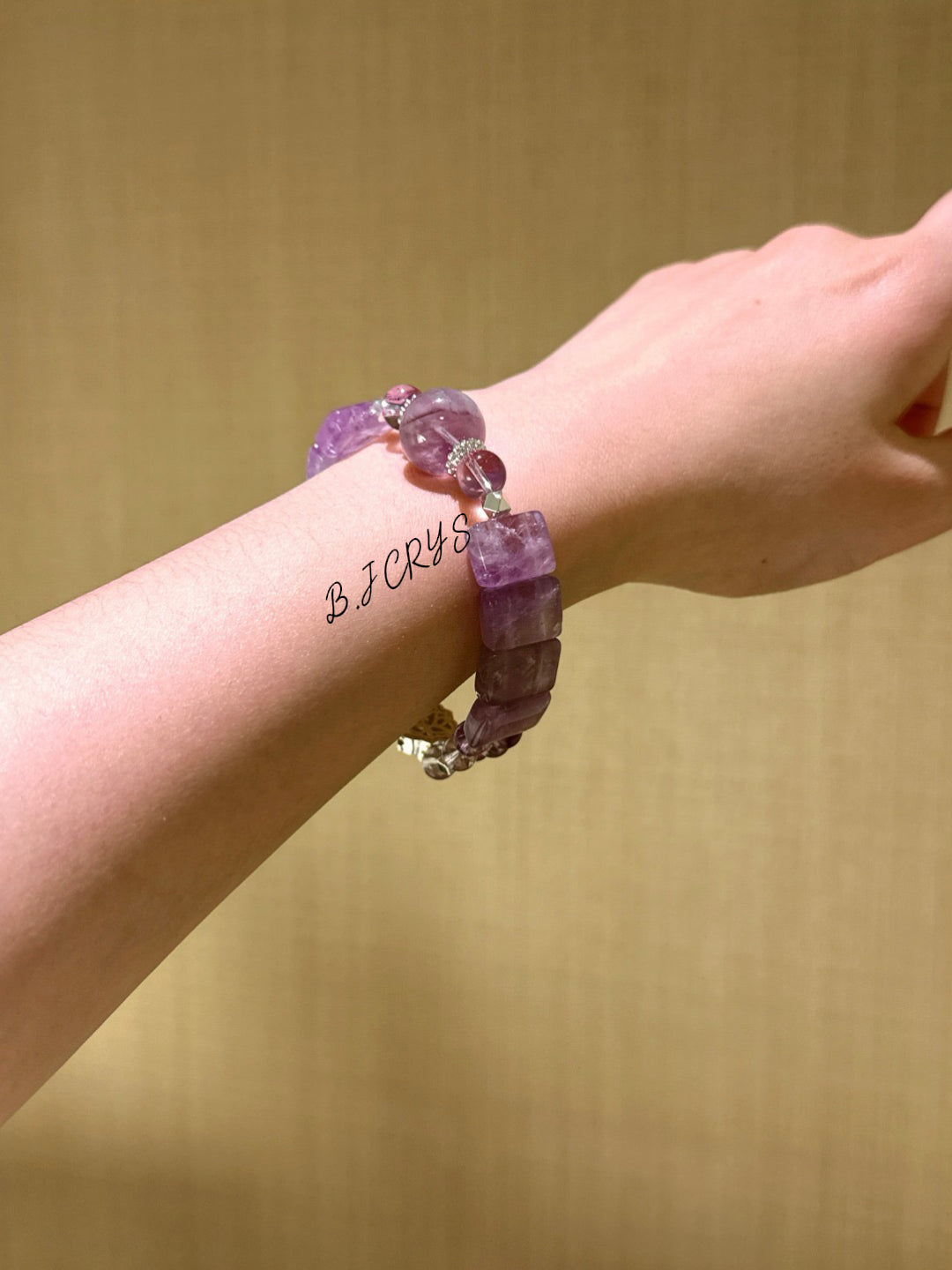 Purple Rutilated Quartz & Amethyst Bangle