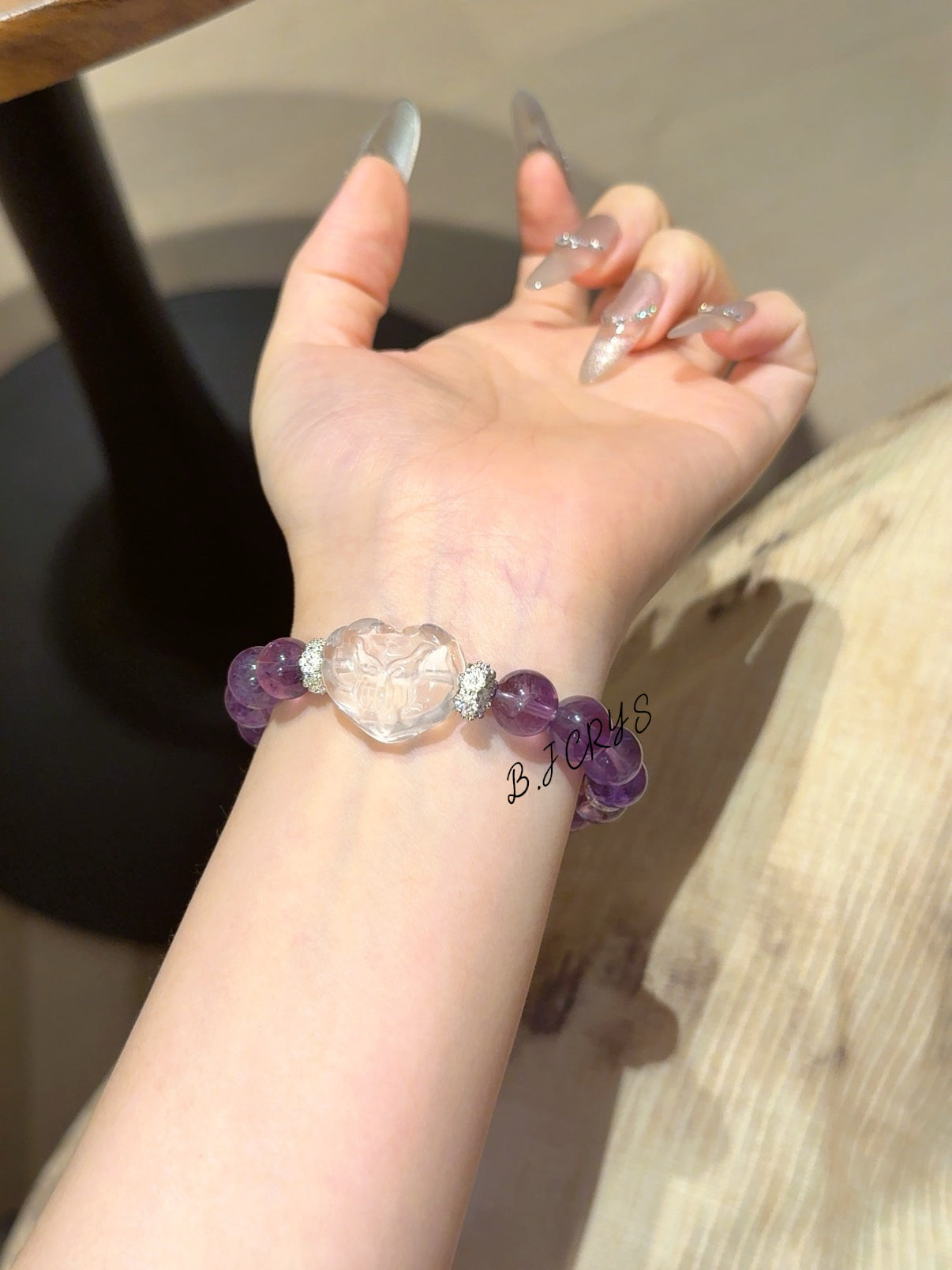 Amethyst & Clear Crystal Fox Bracelet