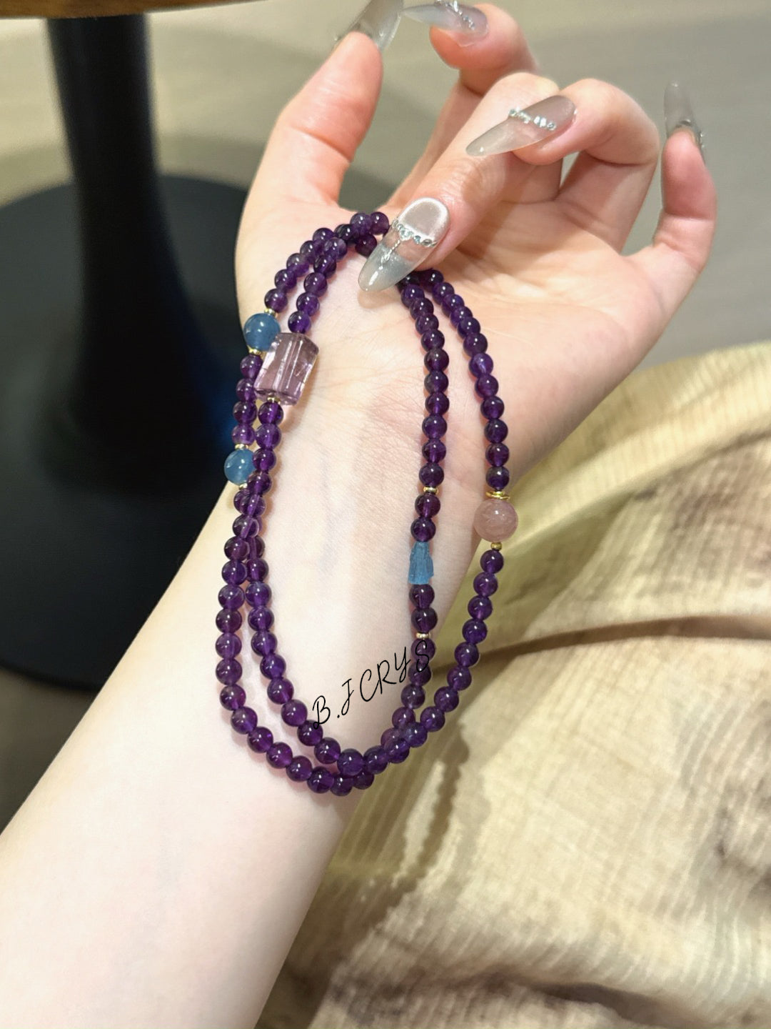 Amethyst Aquamarine Rose Quartz Bracelet