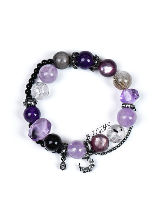 Purple Mixed Gem Spectrolite Bracelet