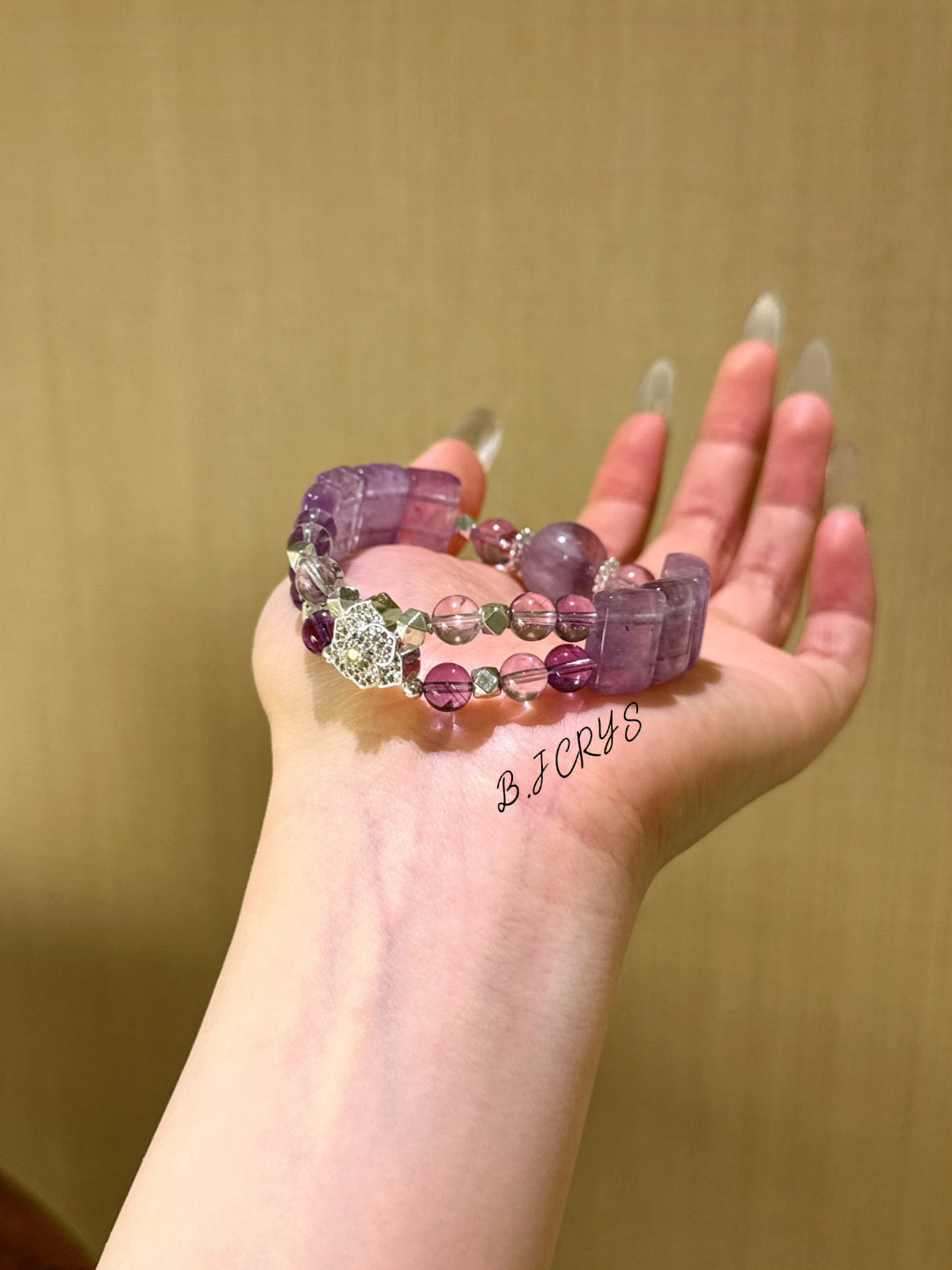 Purple Rutilated Quartz & Amethyst Bangle