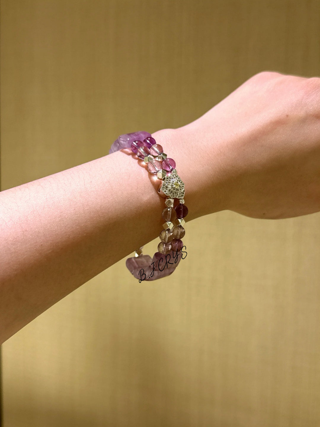 Purple Rutilated Quartz & Amethyst Bangle