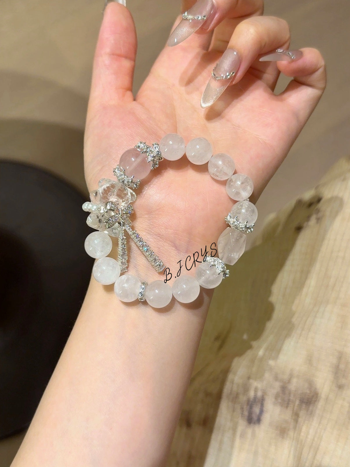 White Phantom & Rose Quartz Bracelet