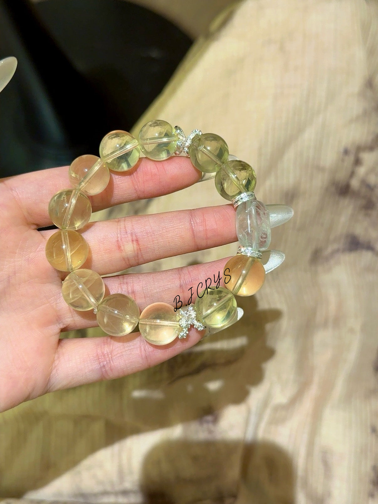 Freeform Citrine & Green Fluorite Bracelet