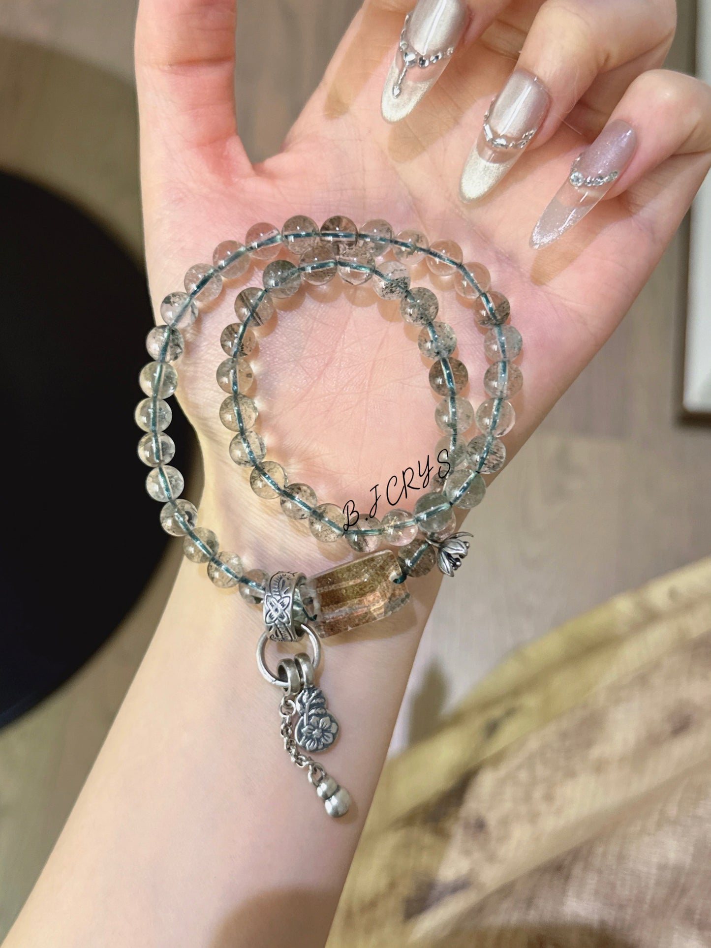 Freeform Green Phantom Quartz Bracelet