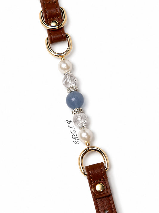 Aquamarine, 7A Swarovski Pearl & White Azeztulite Energy Healing Collar for Pets