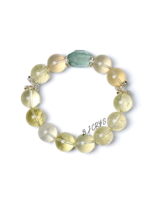 Freeform Citrine & Green Fluorite Bracelet