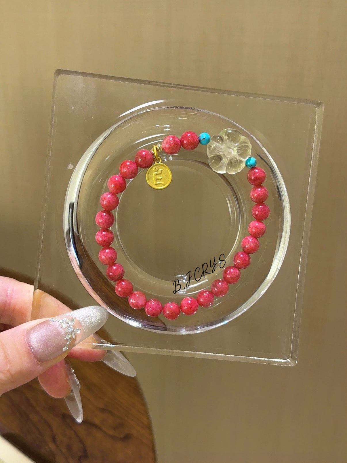 Rhodochrosite, Turquoise & Citrine Flower Bracelet