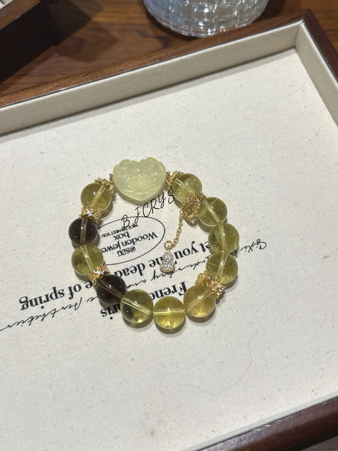 Citrine & Smoky Quartz Heart Fox Bracelet