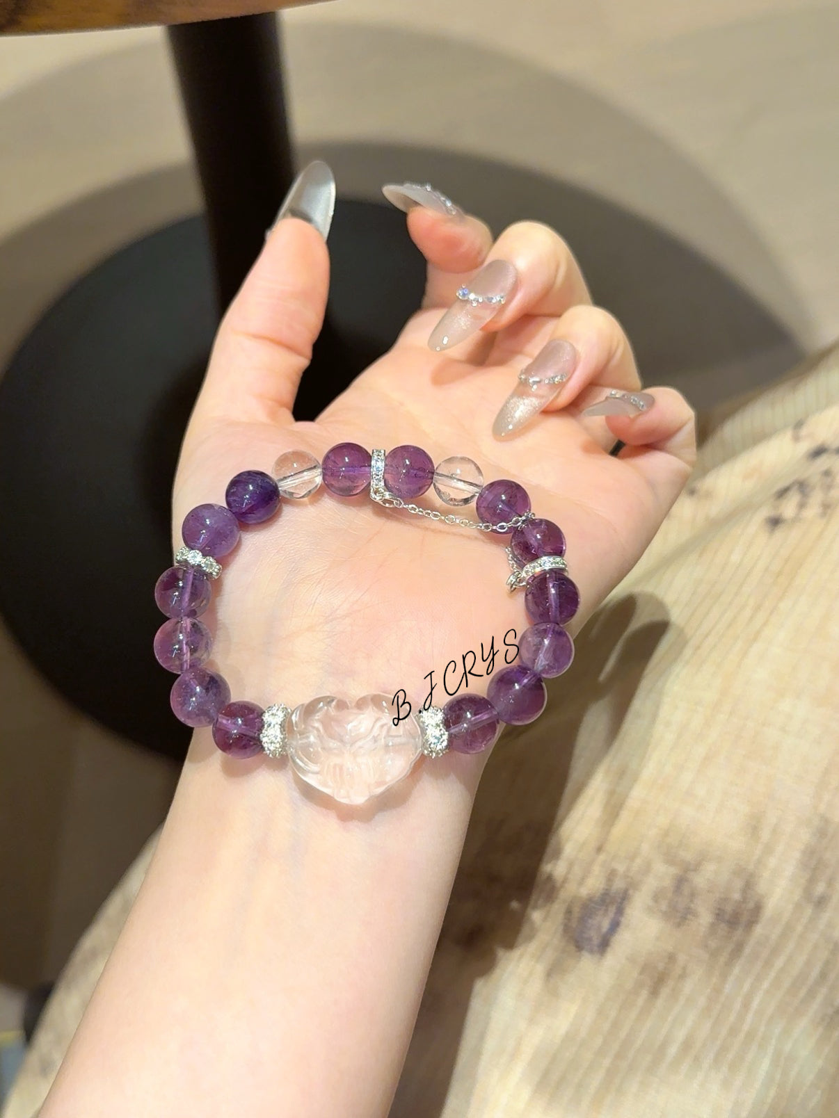 Amethyst & Clear Crystal Fox Bracelet