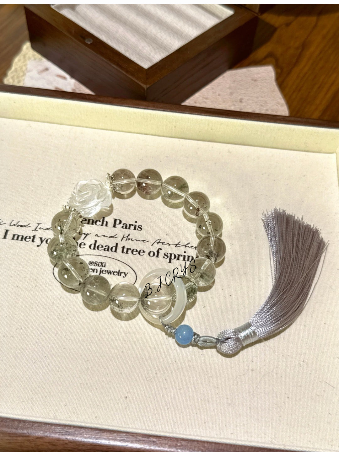Green Phantom & Clear Quartz Rose Bracelet