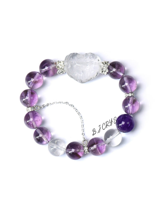Amethyst & Clear Crystal Fox Bracelet