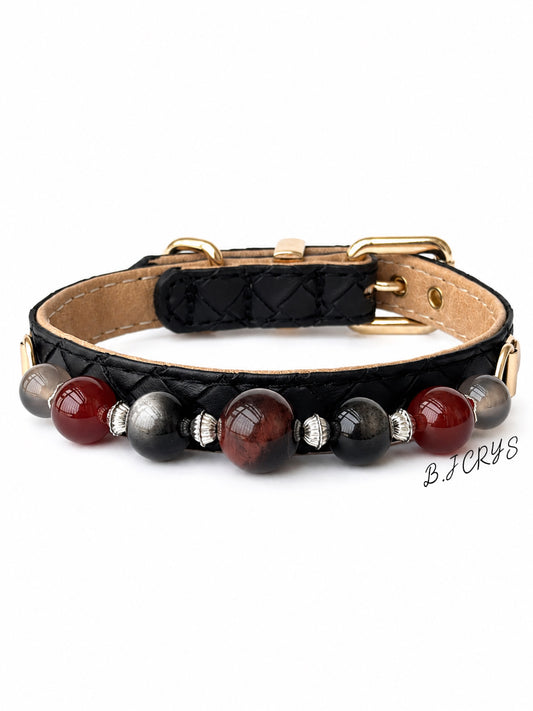 Tiger Eye & Agate Protective Crystal Pet Collar