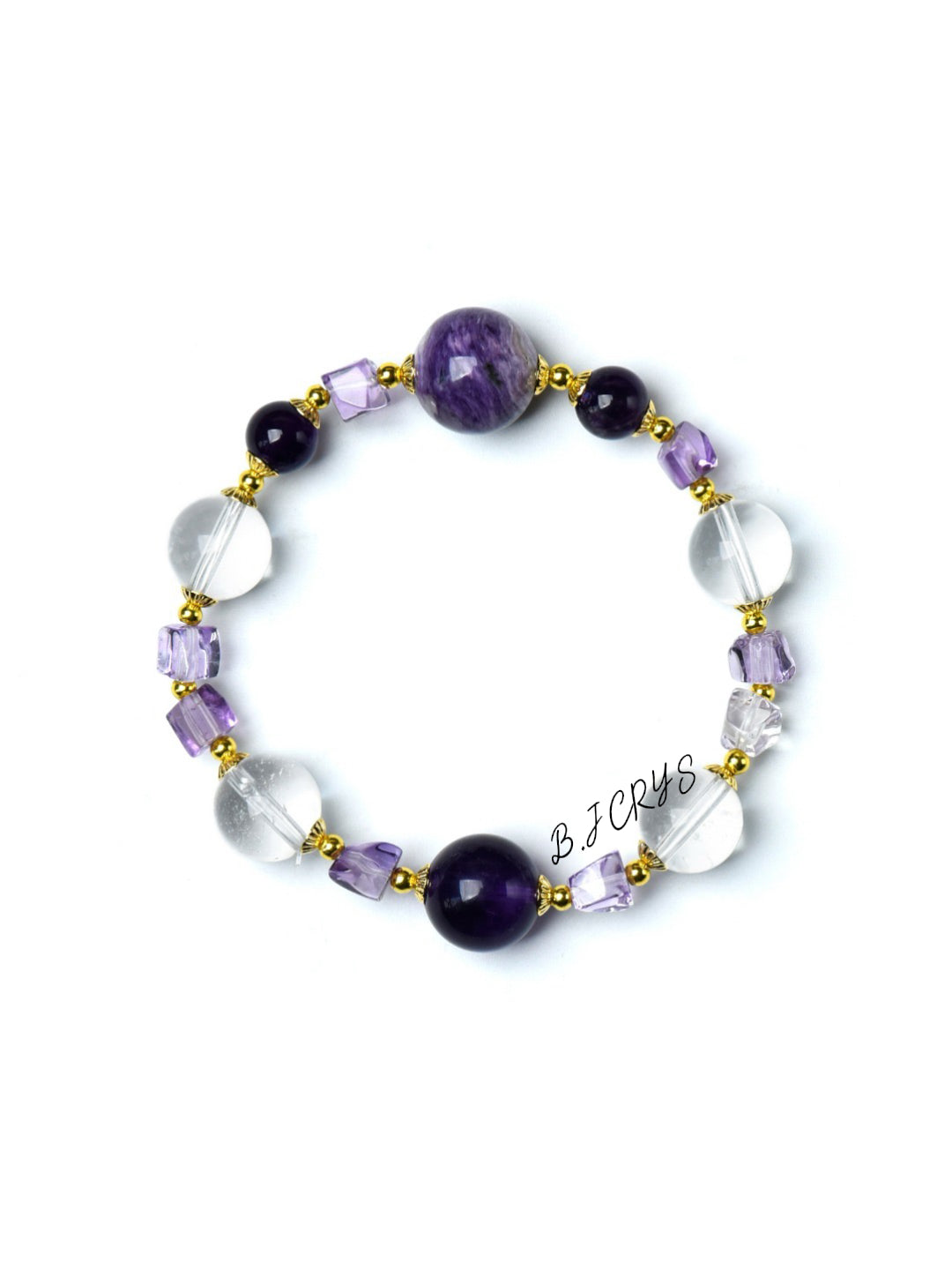 Amethyst & Clear Crystal & Charoite Bracelet
