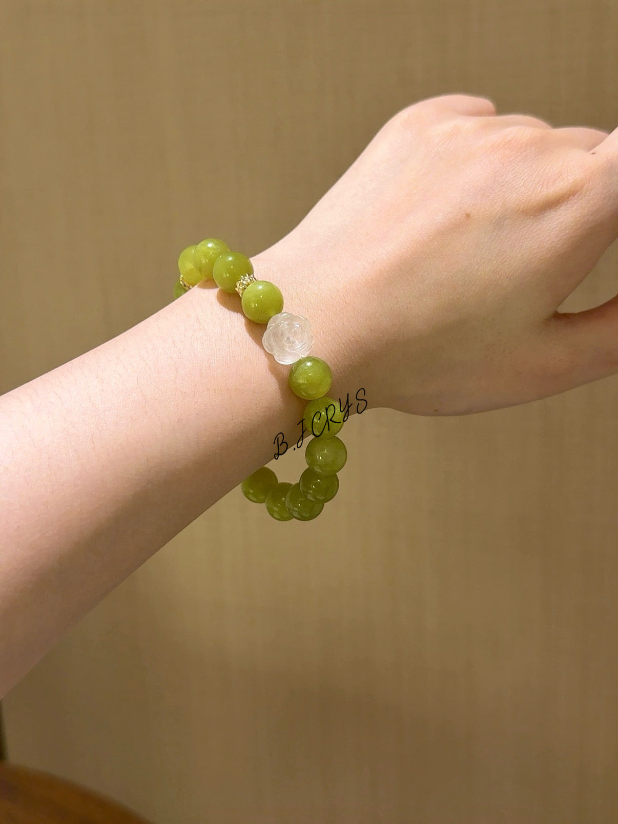 Xiuyu Jade, Rose Quartz & Clear Quartz Star & Flower Bracelet
