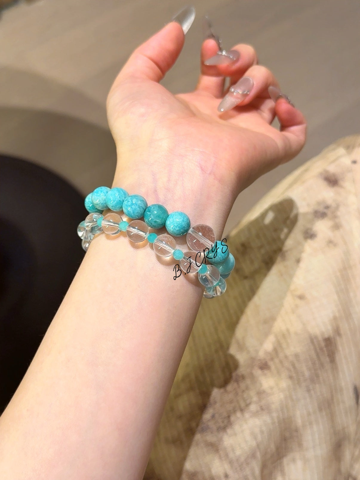 Amazonite & Clear Quartz Bracelet