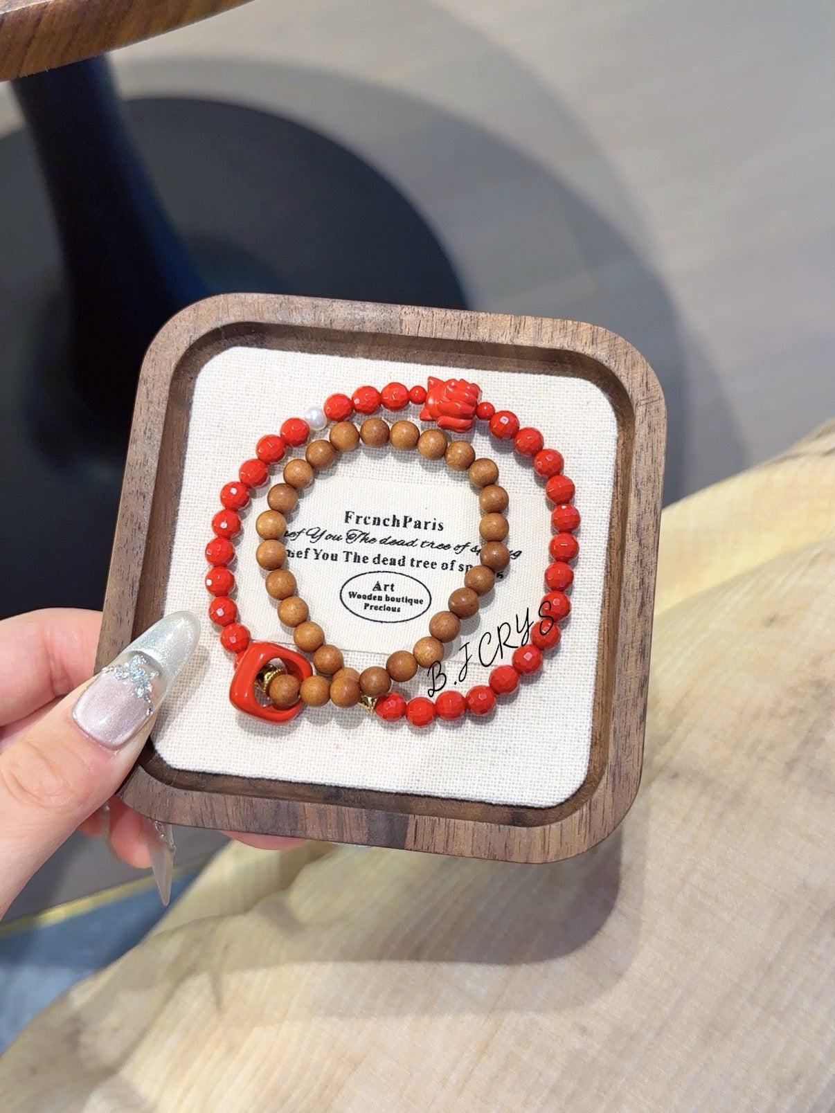 Cinnabar & Old Sandalwood Multi-loop Bracelet