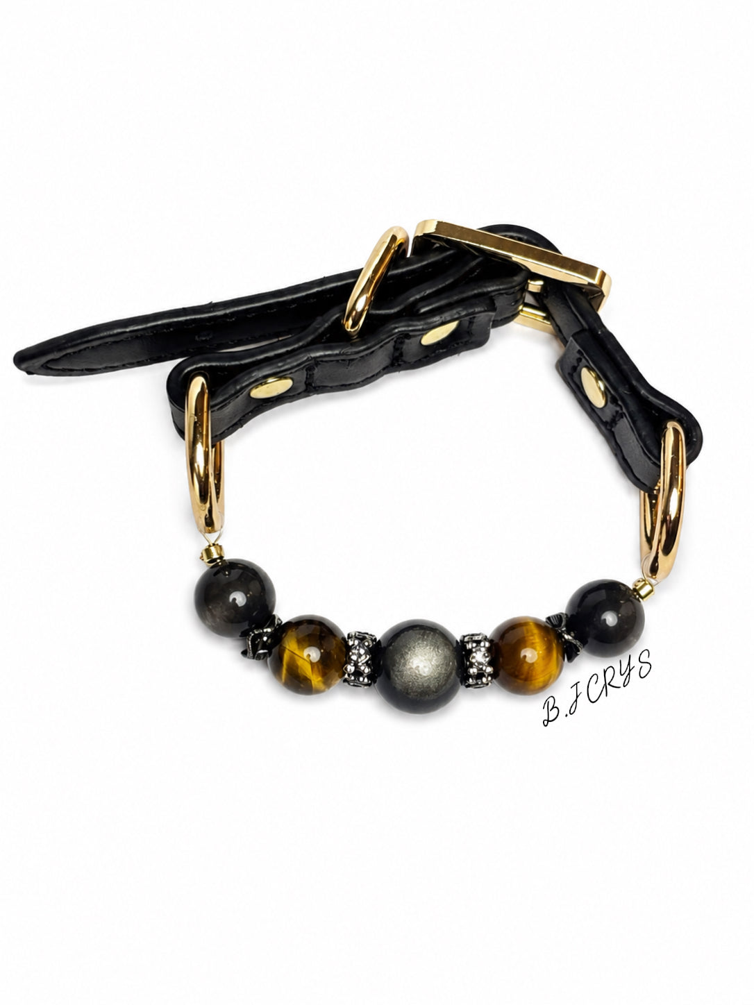Obsidian × Tiger’s Eye Energy Healing Collar for Pets