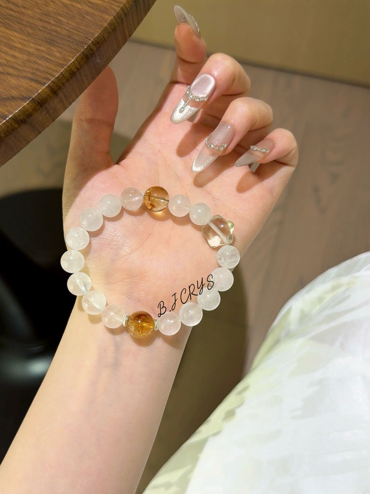 Blue Moonstone, Yellow Tower Crystal & Citrine Star Bracelet
