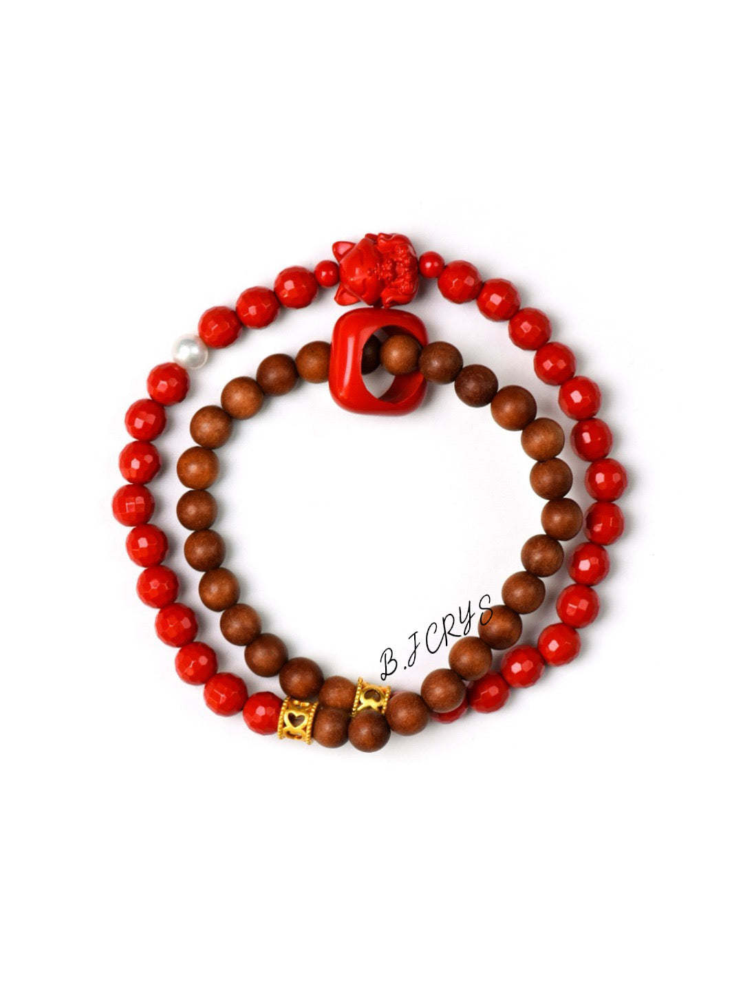Cinnabar & Old Sandalwood Multi-loop Bracelet