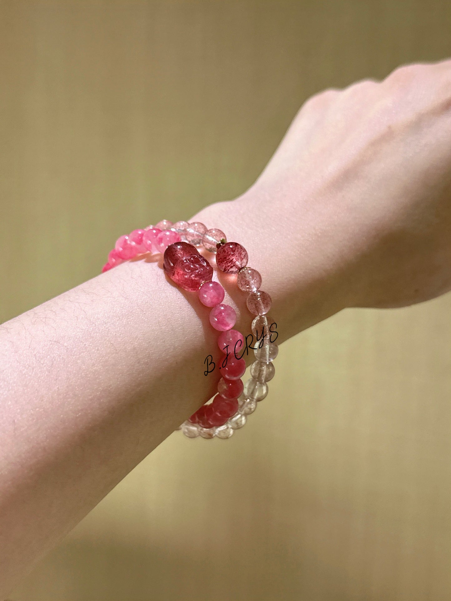Rhodochrosite & Strawberry Quartz Bracelet
