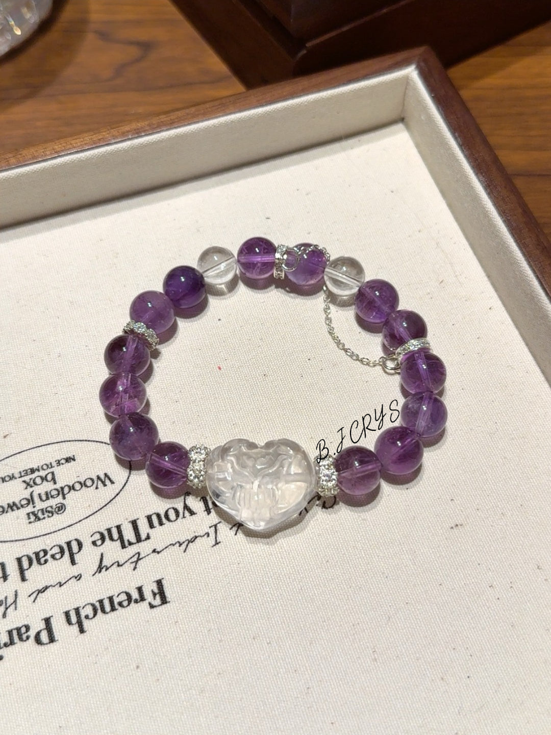 Amethyst & Clear Crystal Fox Bracelet