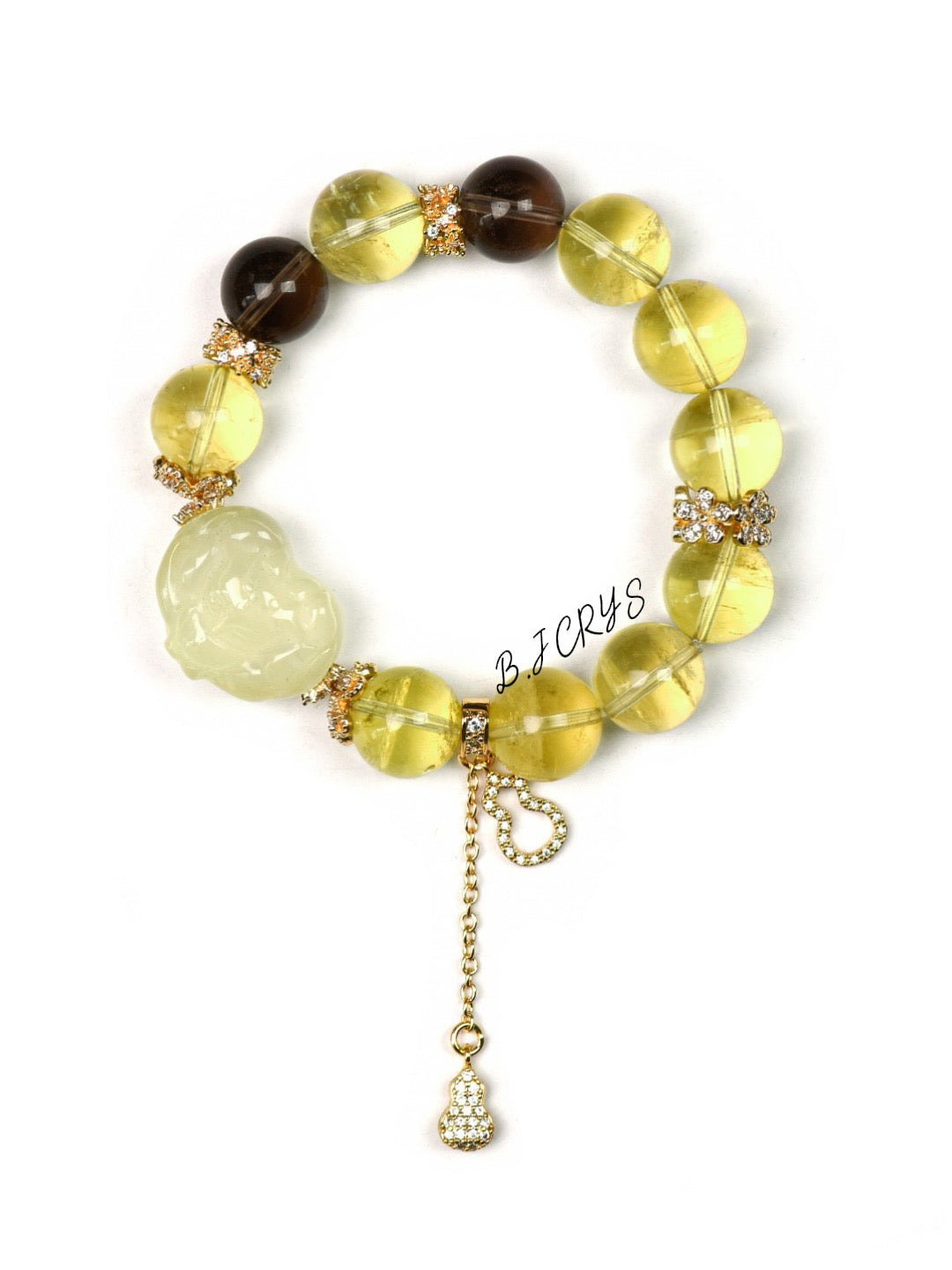 Citrine & Smoky Quartz Heart Fox Bracelet