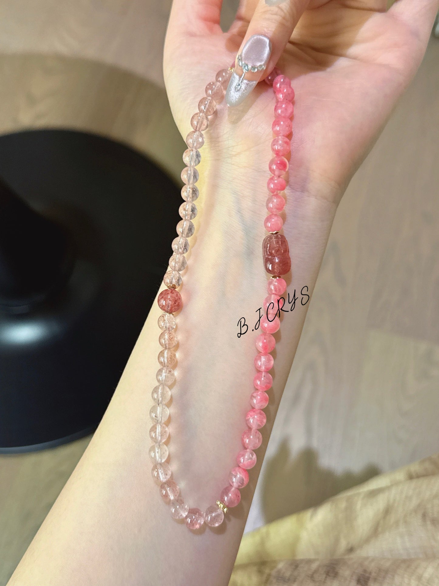 Rhodochrosite & Strawberry Quartz Bracelet