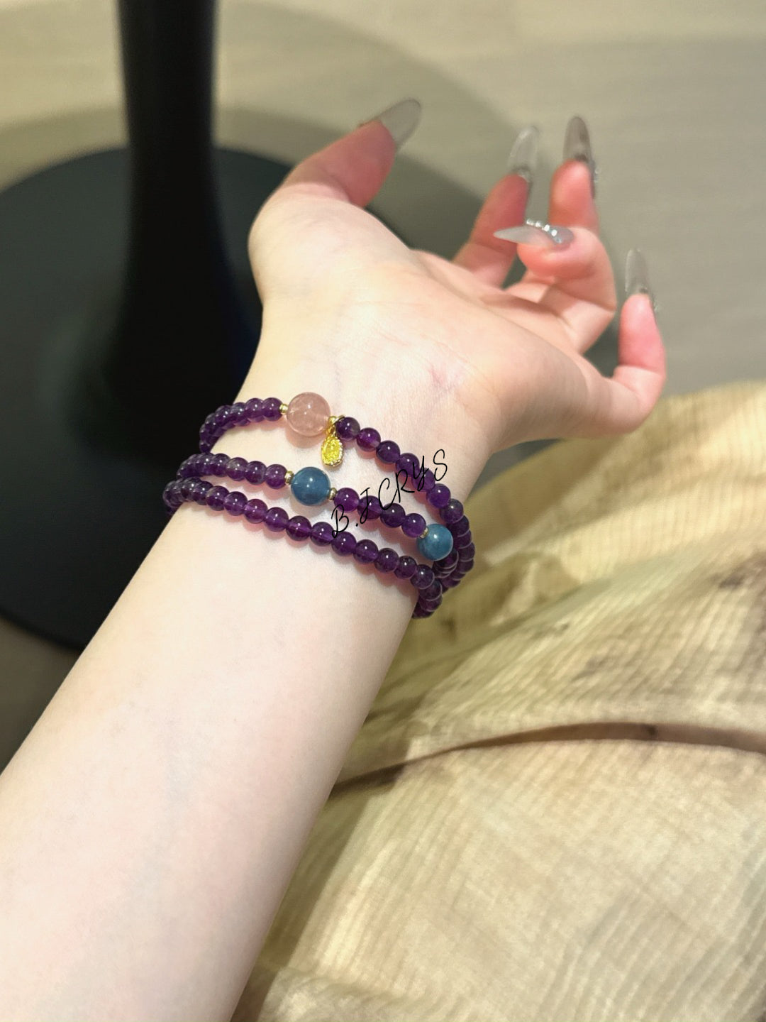 Amethyst Aquamarine Rose Quartz Bracelet