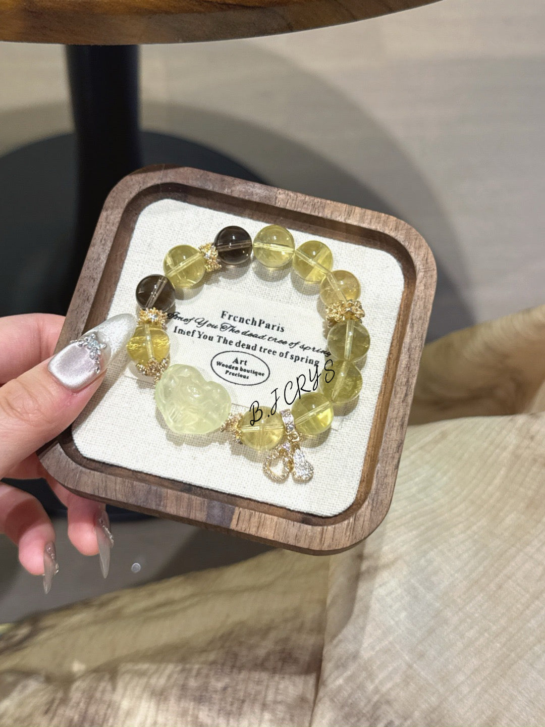 Citrine & Smoky Quartz Heart Fox Bracelet