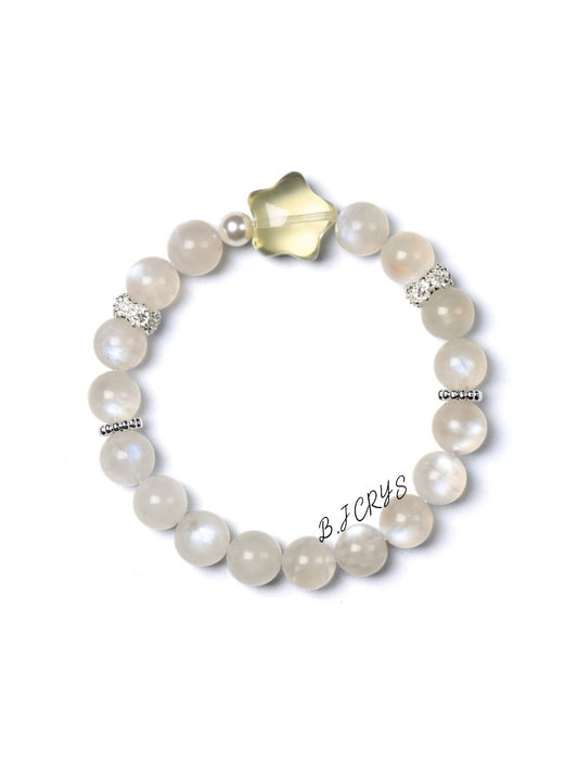 Blue Moonstone, Shell Pearl & Citrine Star Bracelet