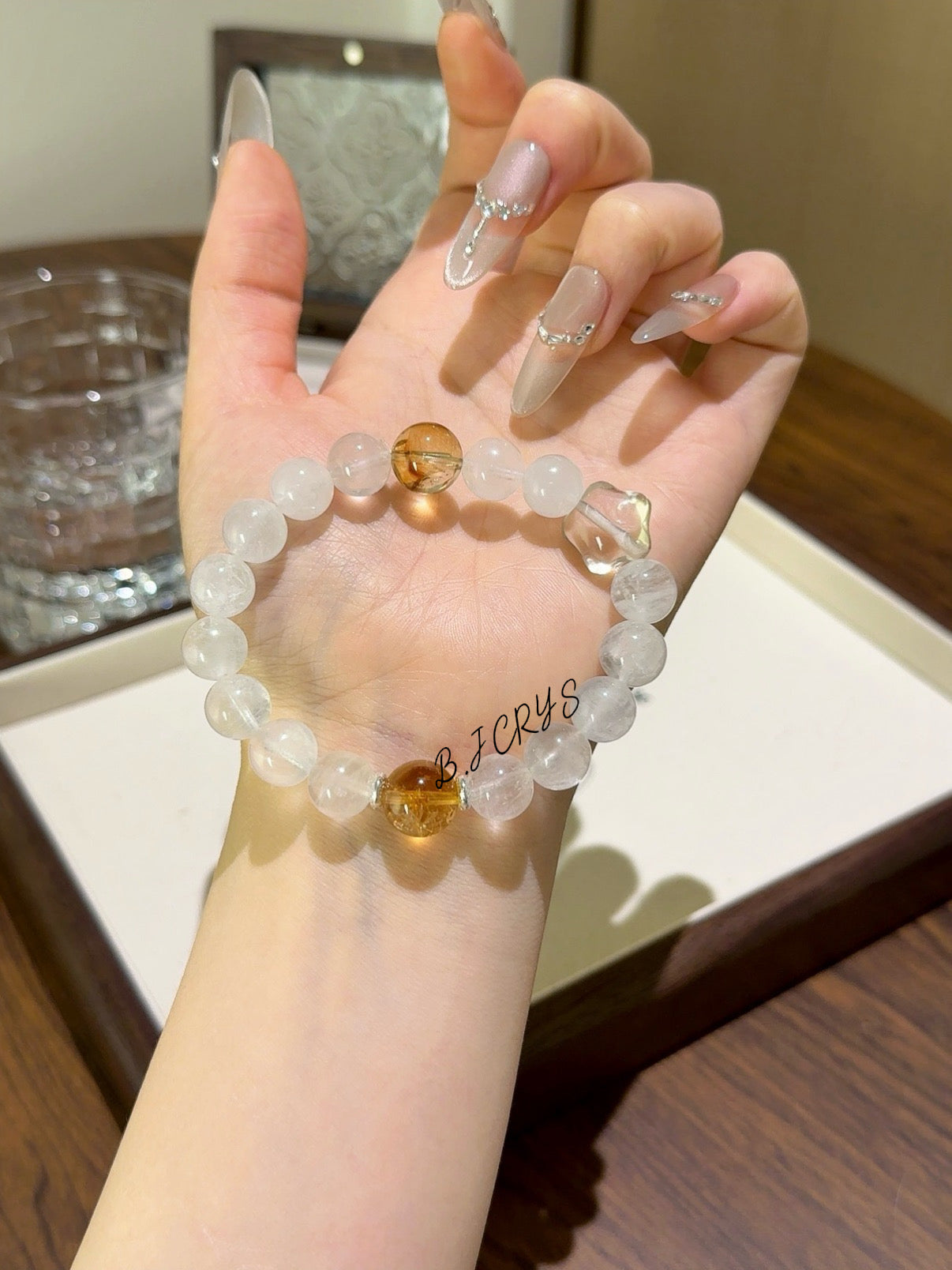 Blue Moonstone, Yellow Tower Crystal & Citrine Star Bracelet